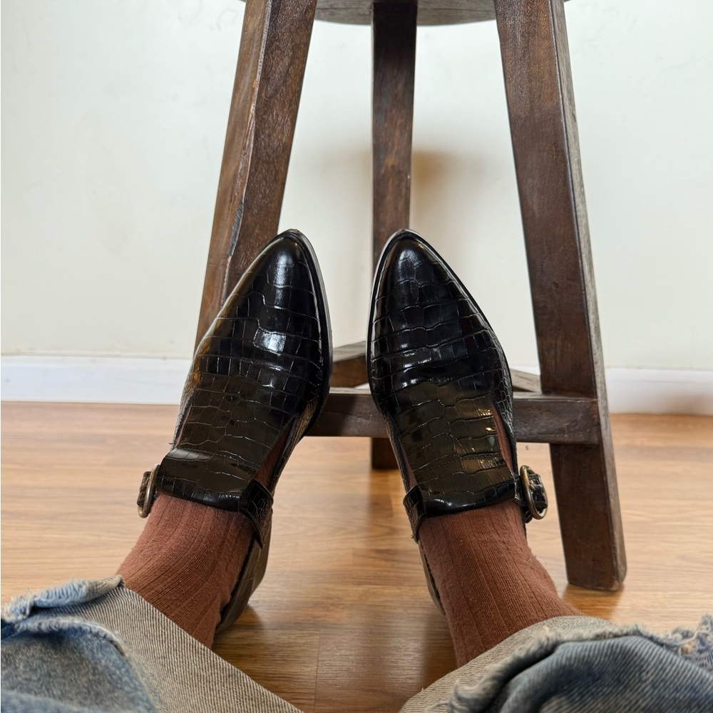 Freda Salvador Black Croco Mary Jane Loafers - 5.5 - Picture 5 of 5